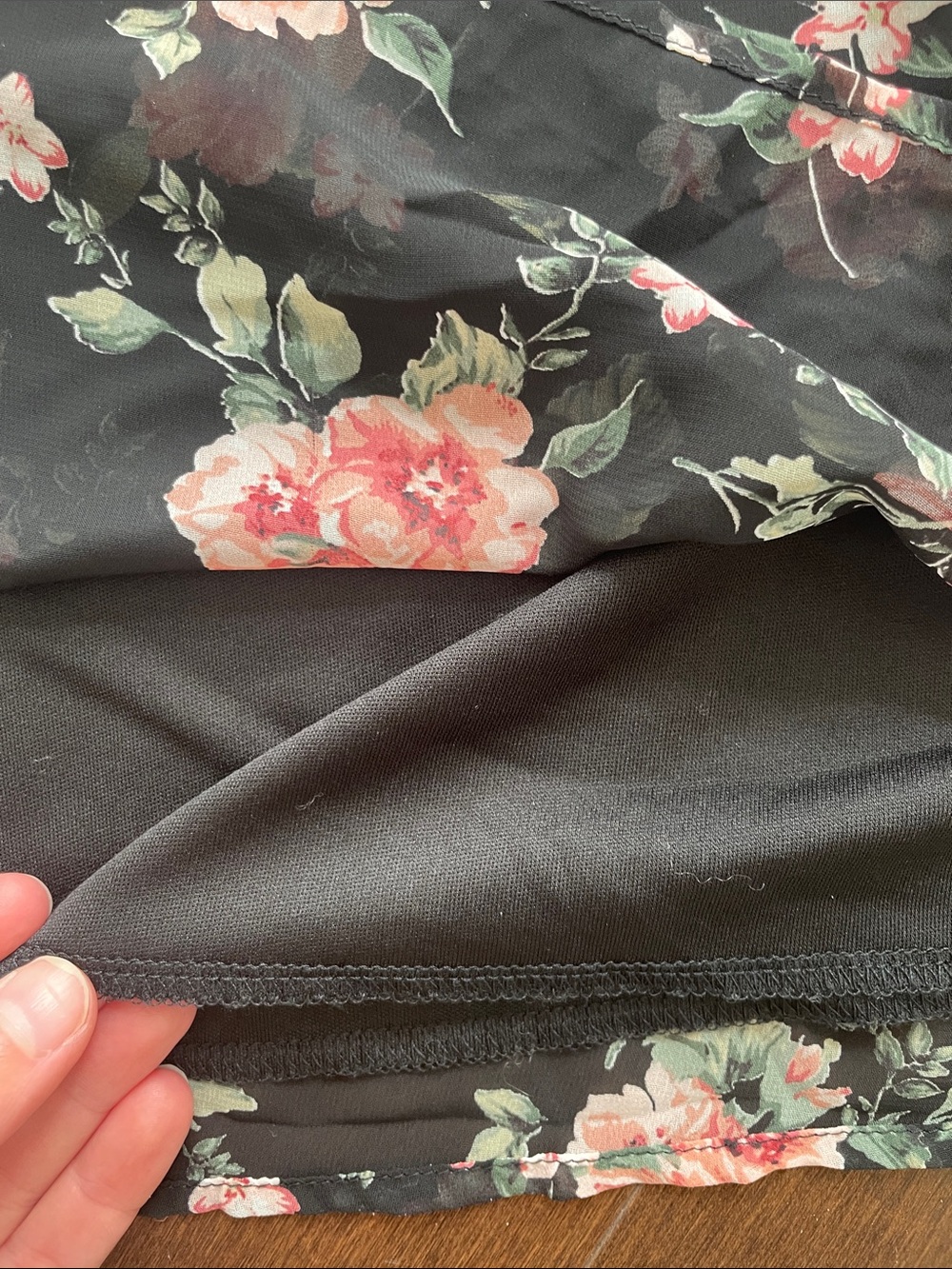 PinkBlush- Floral Short Sleeve Women's Top - Black with Pink Roses- Maternity - Picture 4 of 7